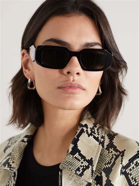 prada square-frame acetate and gunmetal-tone optical glasses|prada square sunglasses for women.